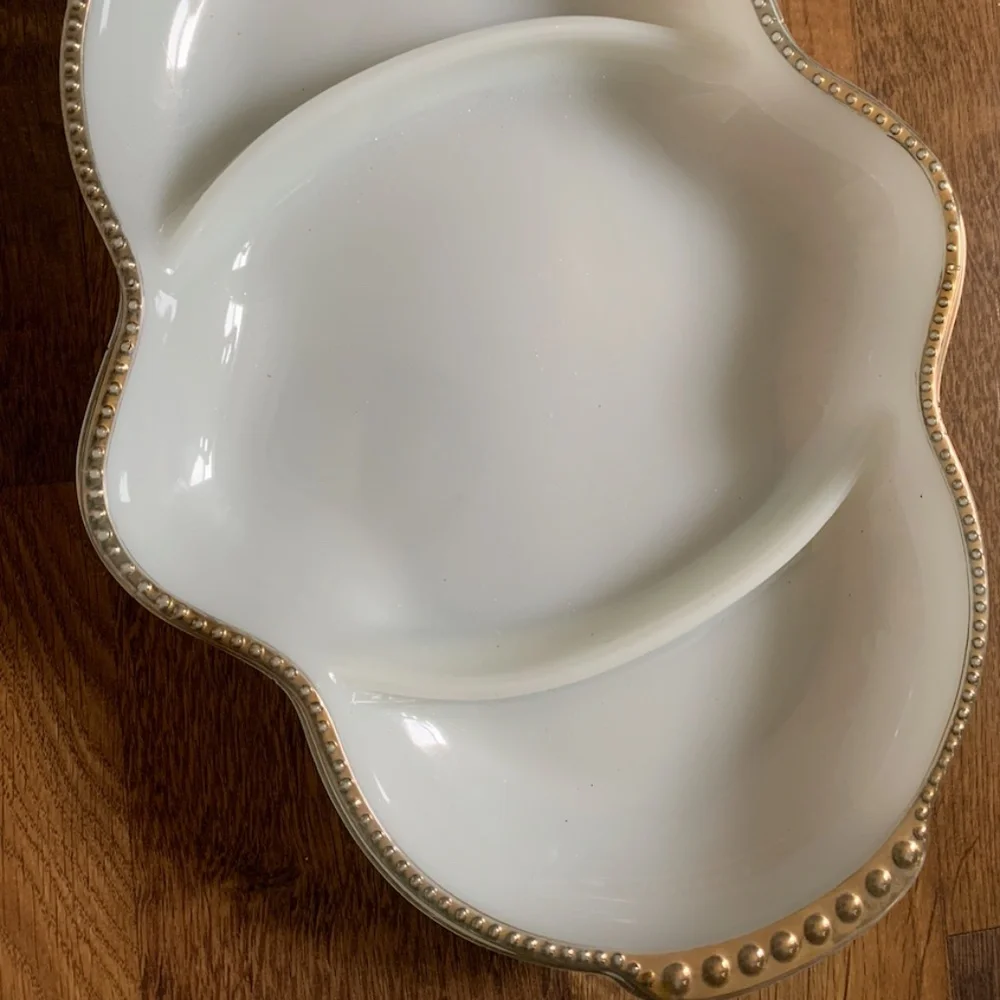 40's Fire King Milk Glass Divided Dish